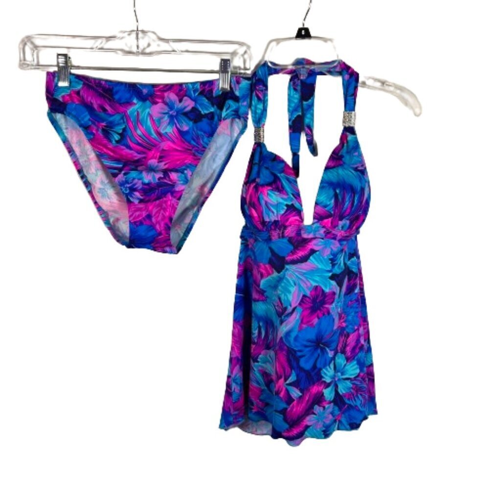 Venus‎ Womens Two Piece Tankini Swimsuit Size 6/8 Tropical Floral Colorful Beach